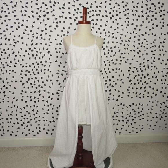 Art Class White Maxi Overlay Sleeveless Girls Romper - Picture 1 of 5